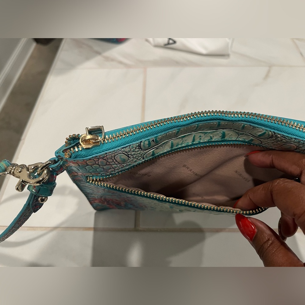 🧡💚 Authentic Brahmin Brooke Dream Ombré Melbourne Tote w/Pouch 💚🧡 - Picture 10 of 13